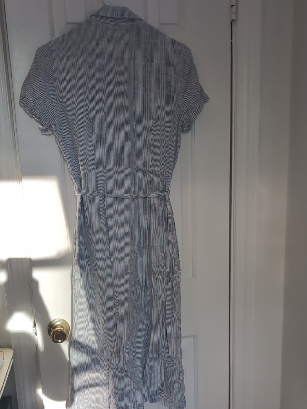 Quince Blue & White Striped Button-Down Midi Dress - Picture 3 of 9
